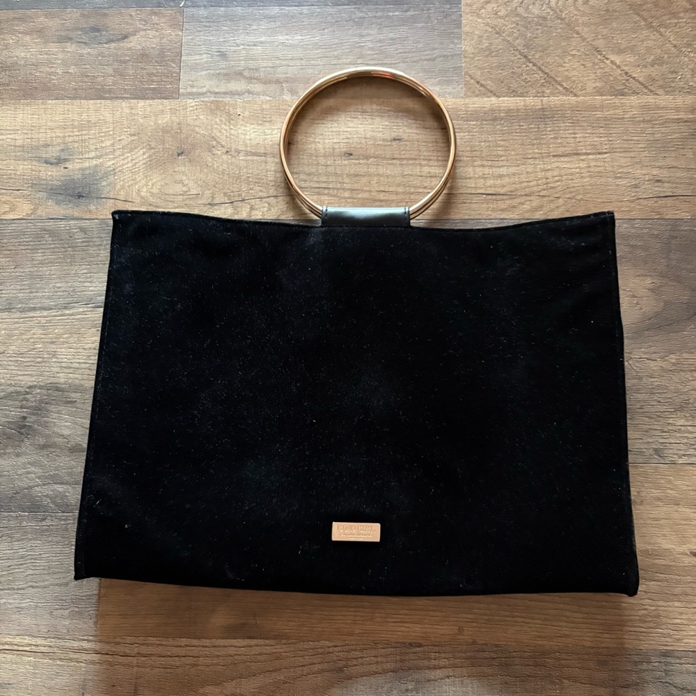 Elegant Black Clutch with Gold Handle